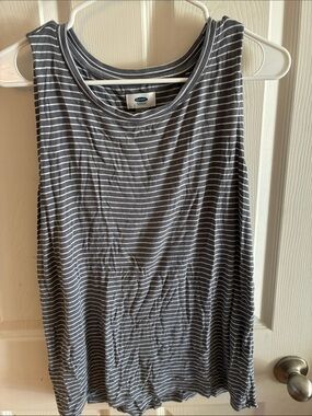 Old Navy gray/white striped tank size small split back